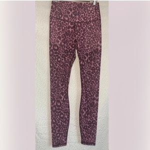 FABLETICS Womens Powerform Mesh Leggings Pink Leopard High Waist Pocket Size XXS